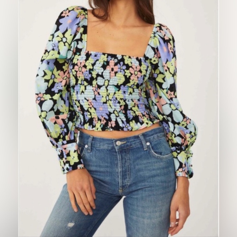 Free People Ariana Floral Printed Top